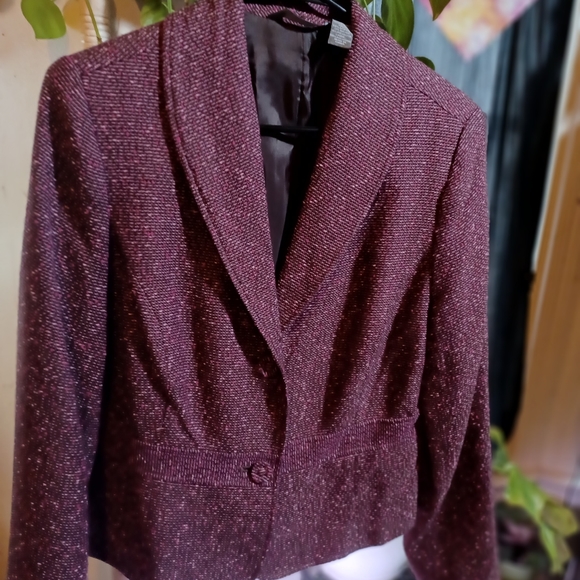 Hillard & Hanson Plum / Violet Tweed Blazer Jacket - Sz 12 - Picture 2 of 7